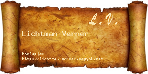 Lichtman Verner névjegykártya